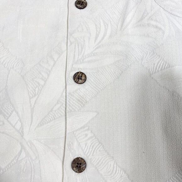 Tommy Bahama Shirt Mens Large L Ivory Hawaiian 100% Silk Floral - Picture 8 of 12